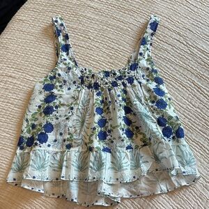 Maeve Blue and Green Floral Top